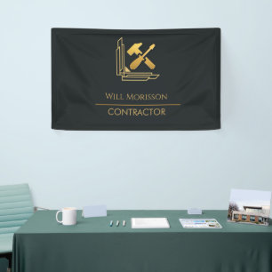 Modern Building Construction Golden & Black Banner
