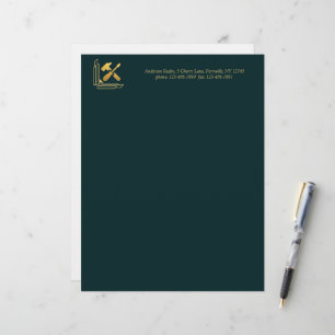Modern Building Construction Golden & Black Custom Letterhead