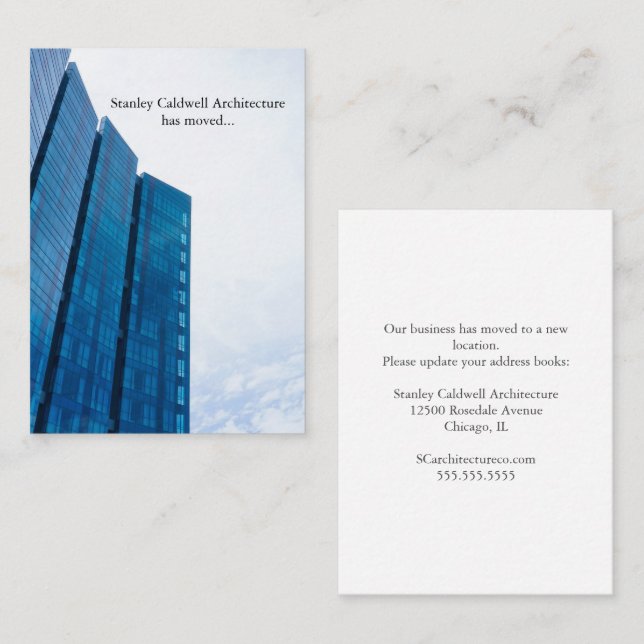 Modern Building Vertical Custom Business Moving Card (Front/Back)