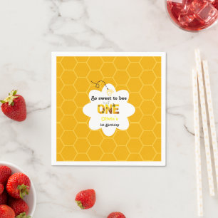 Modern Bumble bee theme First birthday party   Napkin