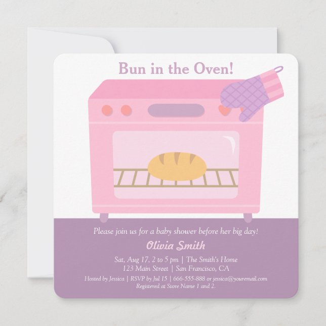 Modern Bun in the Oven Baby Shower Invitations (Front)