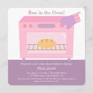 Modern Bun in the Oven Baby Shower Invitations