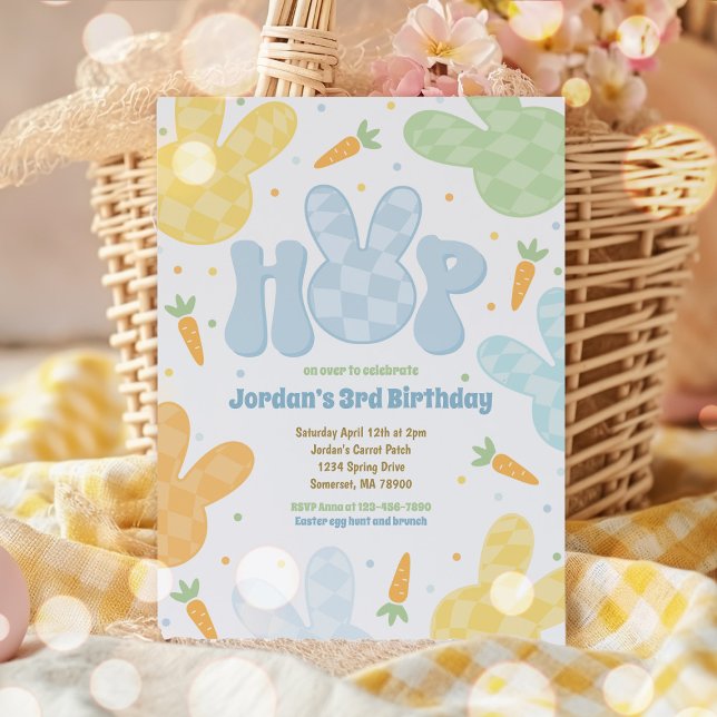 Modern Bunny Birthday Party Spring Birthday Party Invitation (Creator Uploaded)