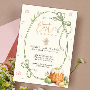 Modern Bunny Bow Egg Hunt Easter Brunch  Invitation