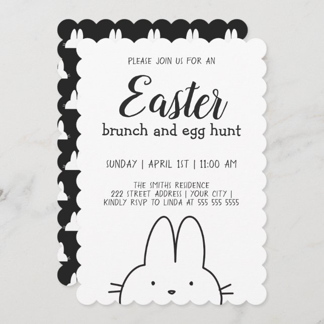 Modern Bunny Easter Invitation (Front/Back)