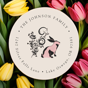 Modern Bunny Easter Return Address Classic Round Sticker