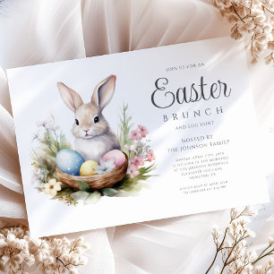Modern Bunny Egg Hunt And Easter Brunch  Invitation