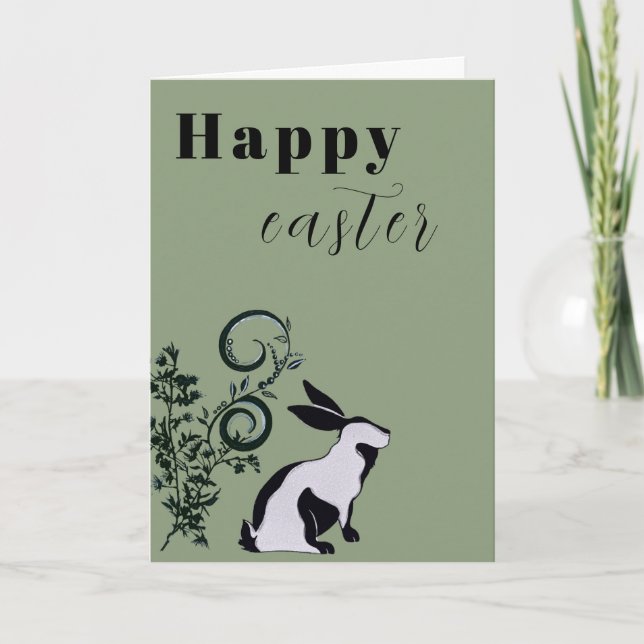 Modern Bunny Happy Easter Personalised Card (Front)