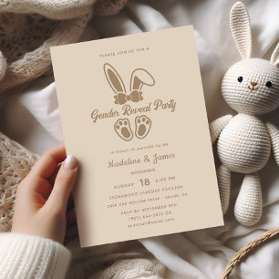 Modern Bunny Light Beige Gender Reveal Invitation
