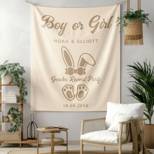 Modern Bunny Light Beige Gender Reveal Tapestry