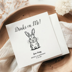 Modern Bunny Wedding Cocktail Napkins 