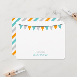 Modern Bunting Monogram Flat Note Cards
