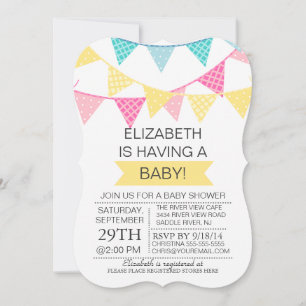Modern Bunting Yellow Gender Neutral Baby Shower Invitation