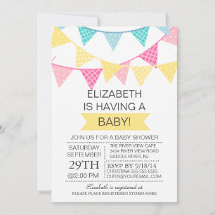 Modern Bunting Yellow Gender Neutral Baby Shower Invitation