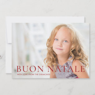 Modern Buon Natale Red Photo  Holiday Card