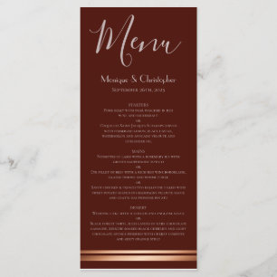 Modern Burgundy and Copper Wedding Menu