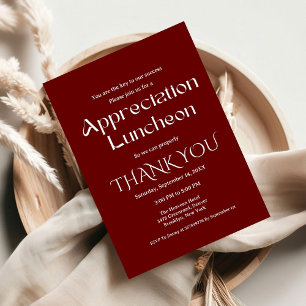 Modern burgundy appreciation party grateful party  invitation