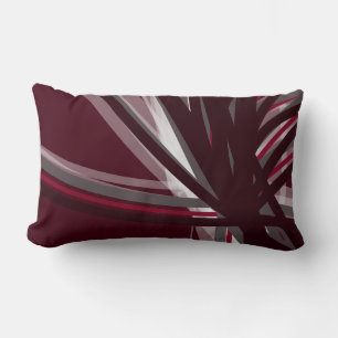 Modern Burgundy Artistic Abstract Design Lumbar Cushion
