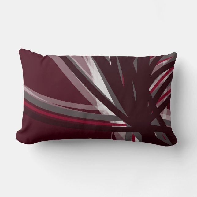 Modern Burgundy Artistic Abstract Design Lumbar Cushion (Front)