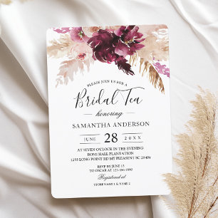 Modern Burgundy Blush Pink Floral Invitation