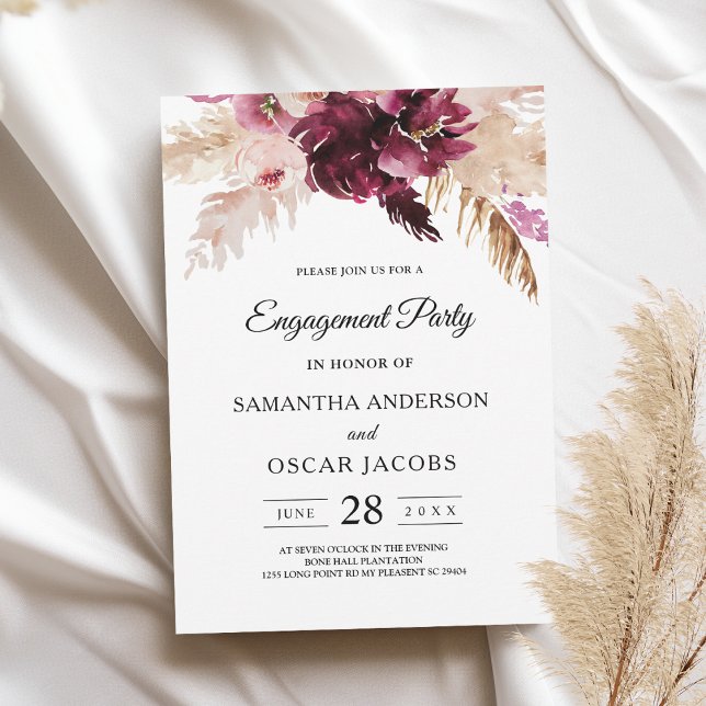 Modern Burgundy Blush Pink  Floral  Invitation (Creator Uploaded)