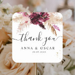Modern Burgundy Blush Pink  Floral  Square Sticker<br><div class="desc">Modern Burgundy Blush Pink  Floral</div>