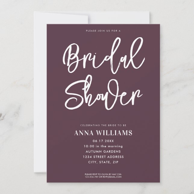 Modern Burgundy Bridal Shower Invitation (Front)