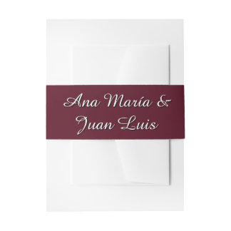 Modern Burgundy Calligraphy Personalized Names Invitation Belly Band