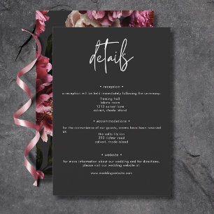 Modern Burgundy Cream Peonies Floral Black Details Enclosure Card