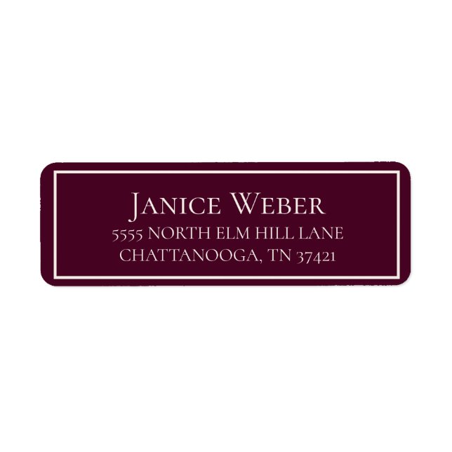 Modern Burgundy Cream Return Address Label (Front)