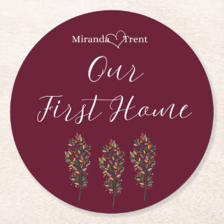 Modern Burgundy First Home Coaster