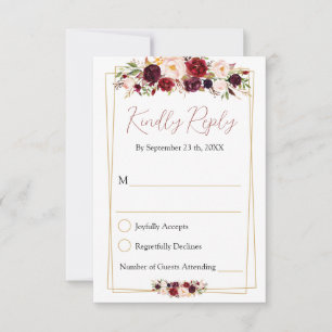 Modern Burgundy Floral Geometric Reply Response