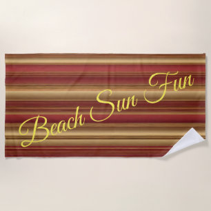 Modern Burgundy Gold Luxury Linen Collection Beach Towel