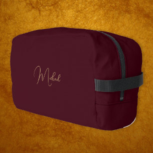 Modern Burgundy Gold Monogram Mens Womens Travel Dopp Kit
