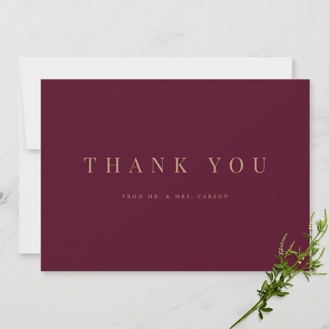Modern Burgundy & Gold Wedding Thank you Card (Creator Uploaded)