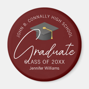 Modern Burgundy Graduate Custom 2025 Graduation Magnet
