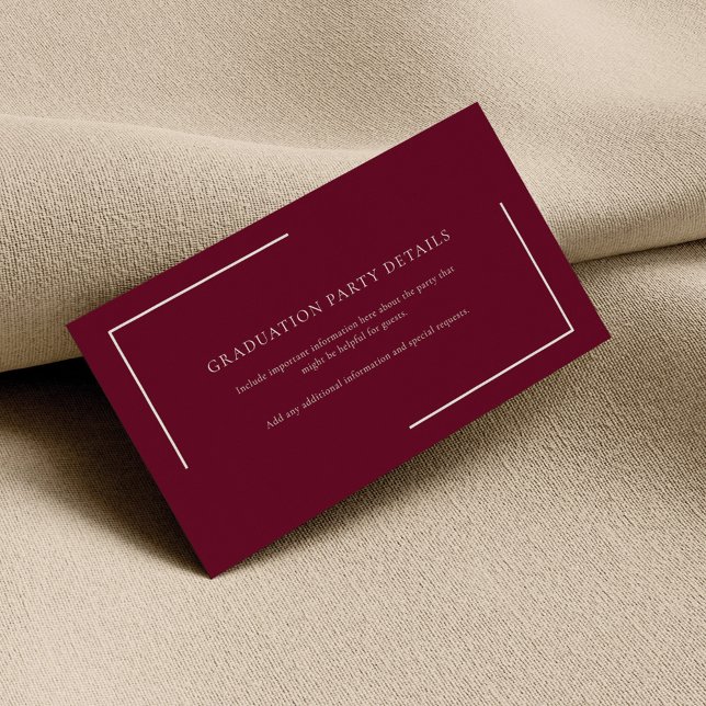 Modern Burgundy Graduation 2025 Party Enclosure Card (Graduation Party Invitation Burgundy Enclosure Card)