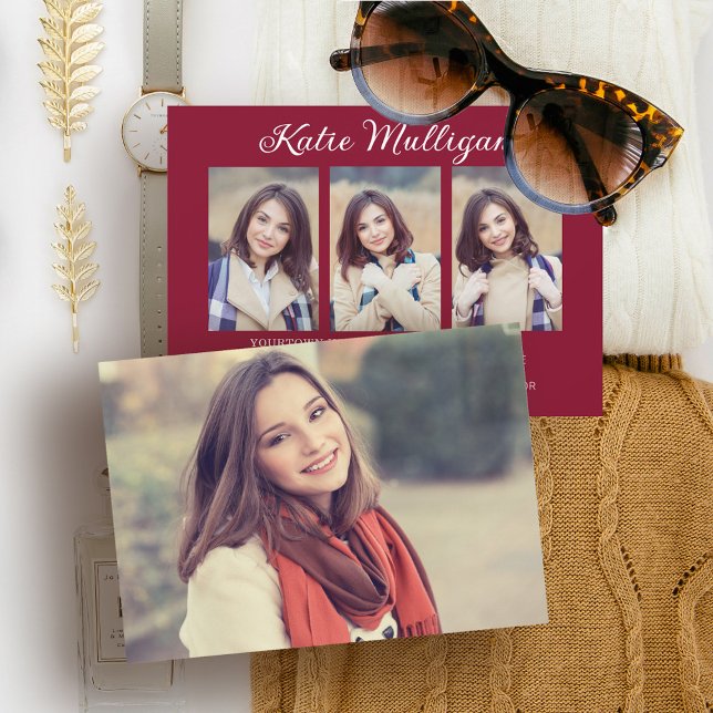 Modern Burgundy Graduation Party Photo Invitation (Creator Uploaded)