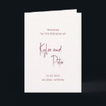 Modern Burgundy Handwritten Script Elegant Wedding Program<br><div class="desc">Elegant wedding program featuring a simple and classic design with your names in a modern script and your details in a combination of traditional serif and italic fonts.</div>