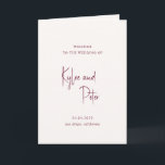 Modern Burgundy Handwritten Script Elegant Wedding Program<br><div class="desc">Elegant wedding program featuring a simple and classic design with your names in a modern script and your details in a combination of traditional serif and italic fonts.</div>