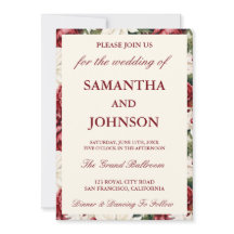 Modern Burgundy Ivory Floral Monogram Wedding