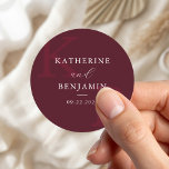 Modern Burgundy Monogram Minimalist Wedding Classic Round Sticker<br><div class="desc">Create your own personalized wedding stickers featuring modern monogram typography and minimalist graphic design in burgundy color.</div>