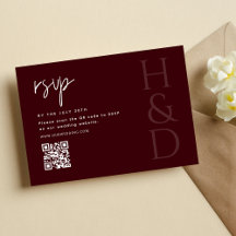Modern Burgundy Monogram Minimalist Wedding
