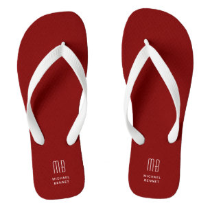 Modern Burgundy Monogram  Thongs