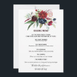 Modern Burgundy Navy Blush Floral Kissing Menu<br><div class="desc">This modern burgundy navy blush floral kissing menu is perfect for an elegant wedding reception. The design features red,  burgundy,  navy,  purple,  blue and blush beautifully hand-painted flowers and green leaves.</div>