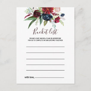 Modern Burgundy Navy Floral Bucket List Cards