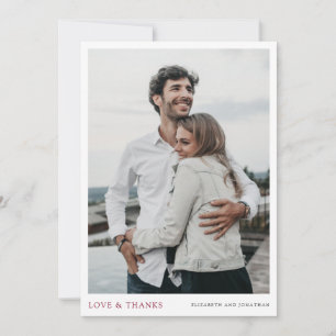 Modern Burgundy Photo Thank You Wedding Card