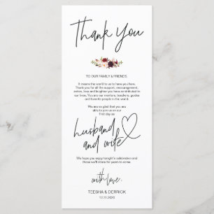 Modern Burgundy Place Setting Thank You Card