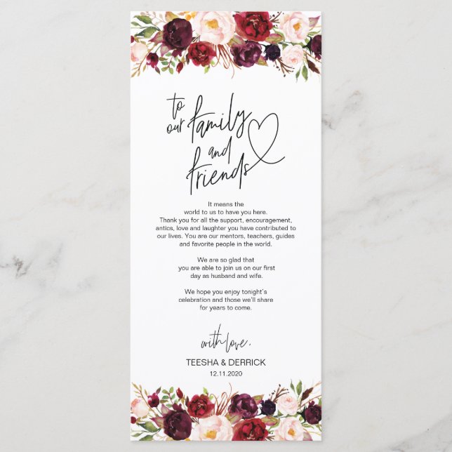 Modern Burgundy Place Setting Thank You Card (Front)