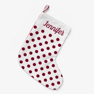 Modern Burgundy Polka Dots Pattern Small Christmas Stocking